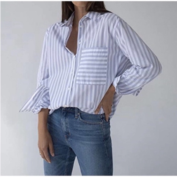 AYR Tops - AYR purple striped button down